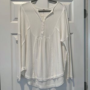 Free People Leo Henley tee in white - Medium